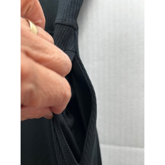 Lolë Black Ribbed Sleeveless Dress with Back Cutout Athleisure Minimalist Sz L - Picture 8 of 9